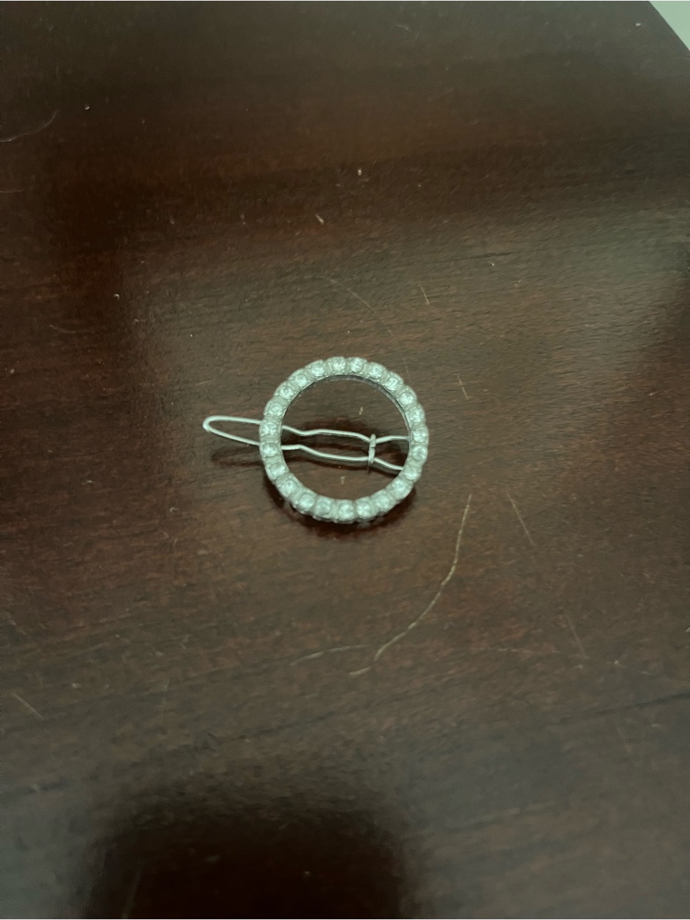 Rhinestone Circle Hair Clip - Silver Sparkle